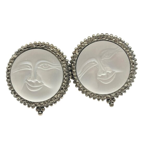 Extremely Rare Vintage DONCASTER Winking Moonface Clip On Earrings - Picture 8 of 10